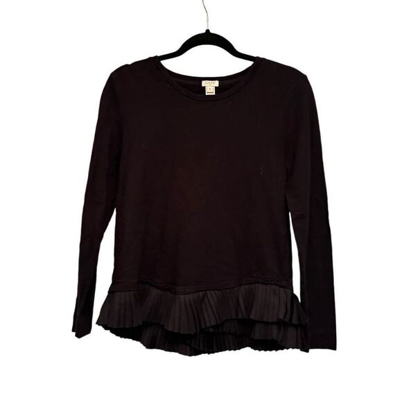 J. Crew black ruffle bottom T-shirt blouse - Picture 1 of 8
